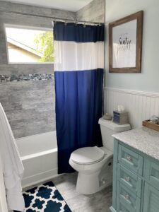 updated bathroom, with tub